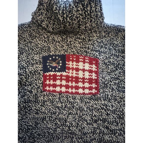 AMERICAN LIVING Turtleneck Sweater Size Medium Marled Flag Eagle Knit Patriotic - Picture 4 of 10